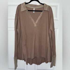 Long Sleeve Waffle Knit Top